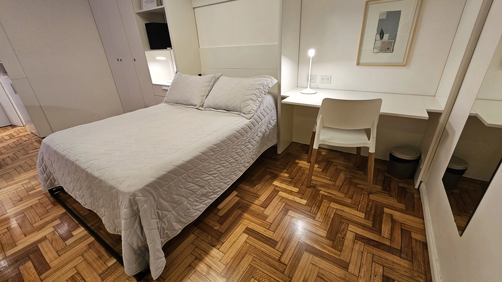 departamento monoambiente equipado, reciclado a nuevo, aire acondicionado frio-calor, tv smart, cama doble rebatible